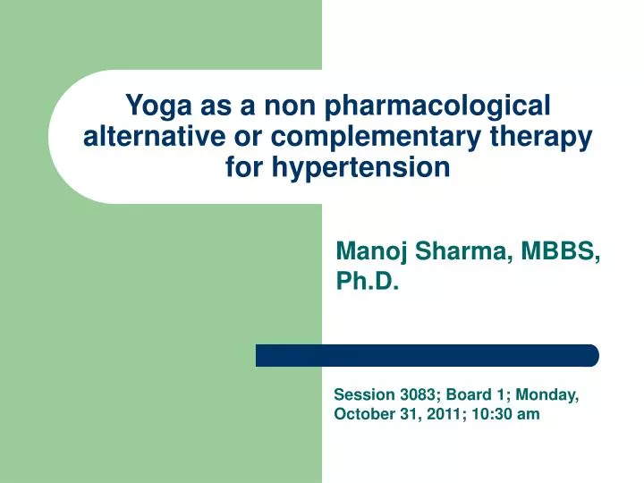 yoga as a non pharmacological alternative or complementary therapy for hypertension