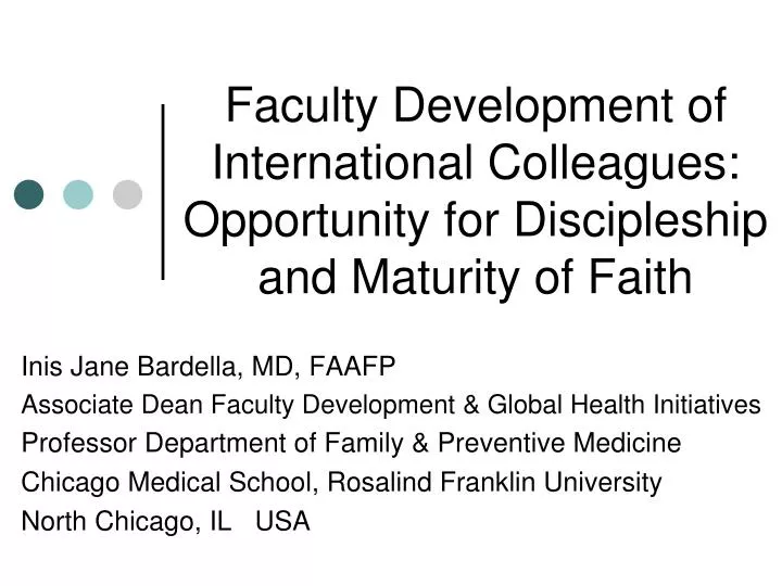 faculty development of international colleagues opportunity for discipleship and maturity of faith