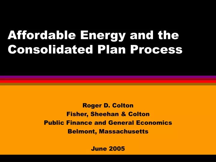 affordable energy and the consolidated plan process