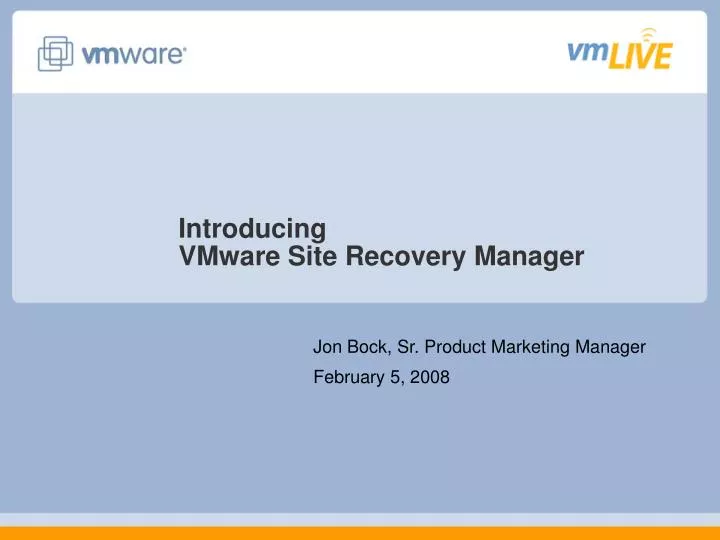 introducing vmware site recovery manager