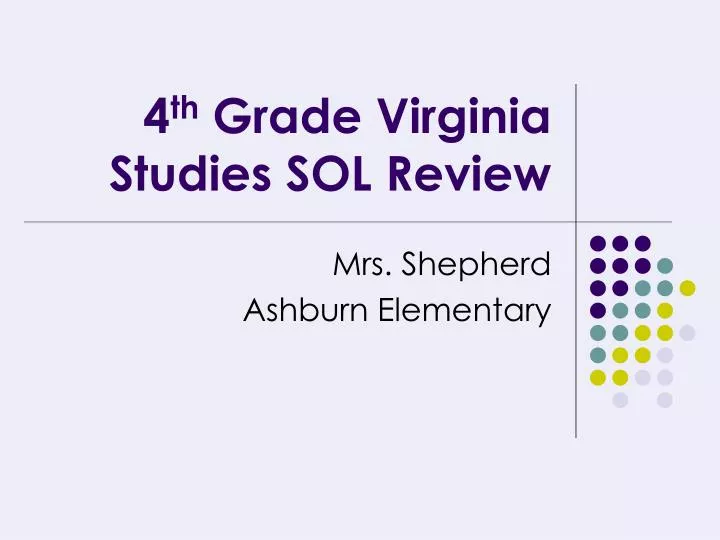 4 th grade virginia studies sol review