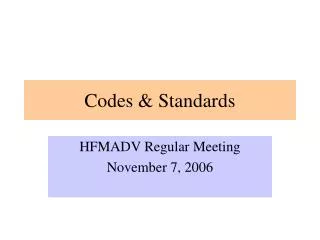 Codes &amp; Standards