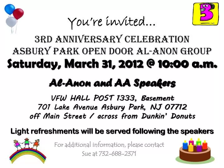 you re invited 3rd anniversary celebration asbury park open door al anon group