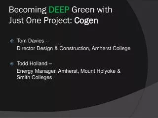 Becoming DEEP Green with Just One Project: Cogen