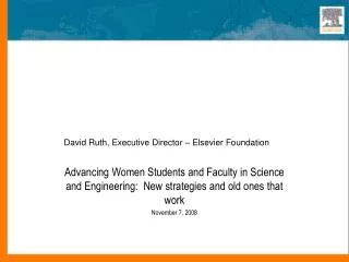 The Elsevier Foundation: Ideas for Scholars with Family Responsibilities