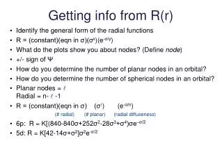 Getting info from R(r)