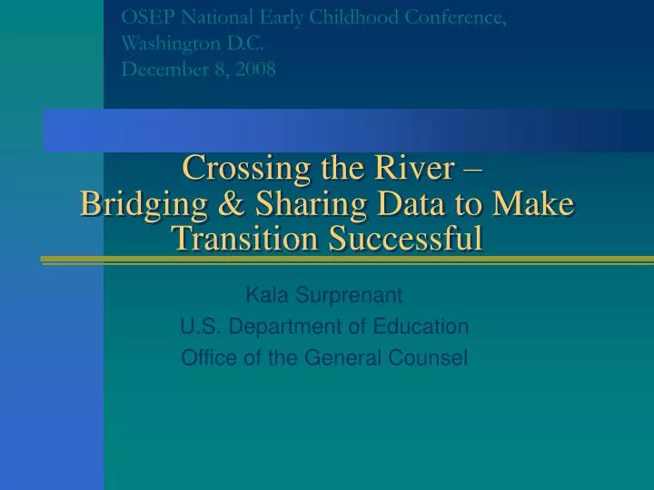 crossing the river bridging sharing data to make transition successful