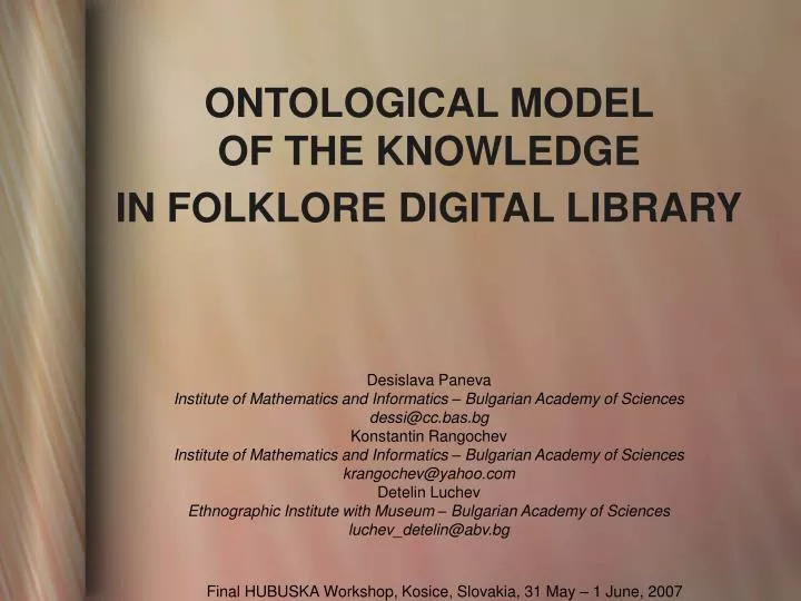 ontological model of the knowledge in folklore digital library