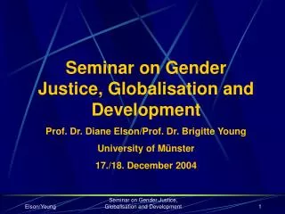 Seminar on Gender Justice, Globalisation and Development