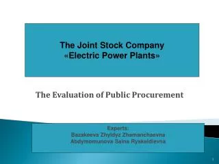 The Evaluation of Public Procurement