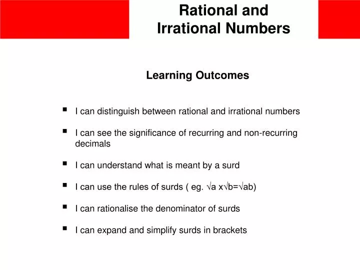 PPT - Rational And Irrational Numbers PowerPoint Presentation, Free ...