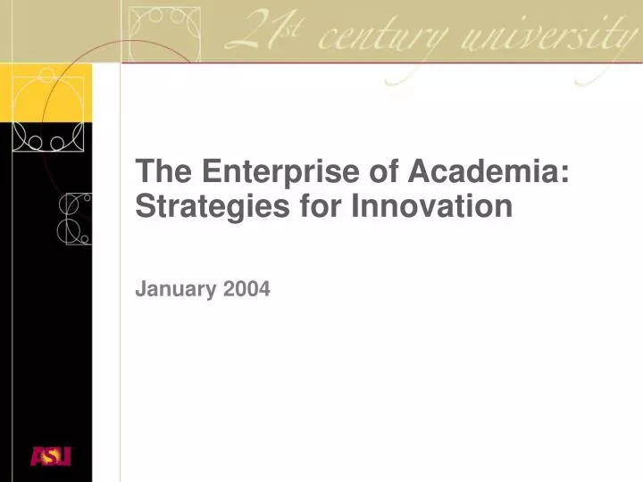the enterprise of academia strategies for innovation
