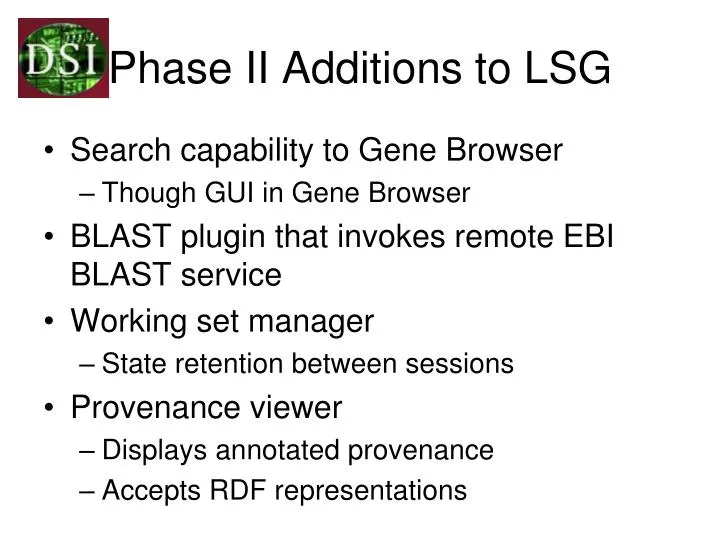 phase ii additions to lsg