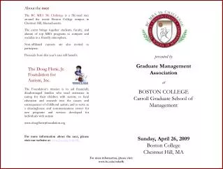 presented by Graduate Management Association at BOSTON COLLEGE