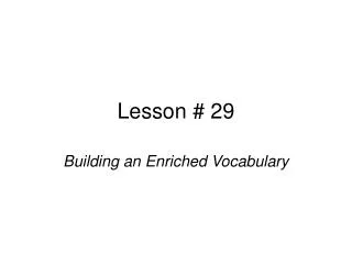 Lesson # 29