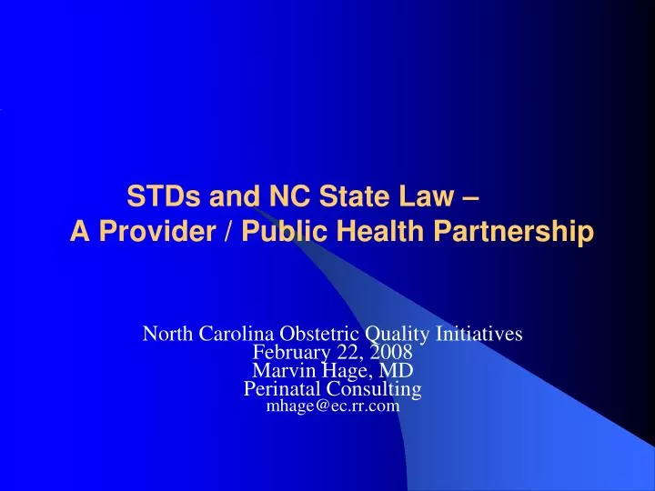 stds and nc state law a provider public health partnership