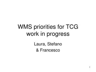 WMS priorities for TCG work in progress