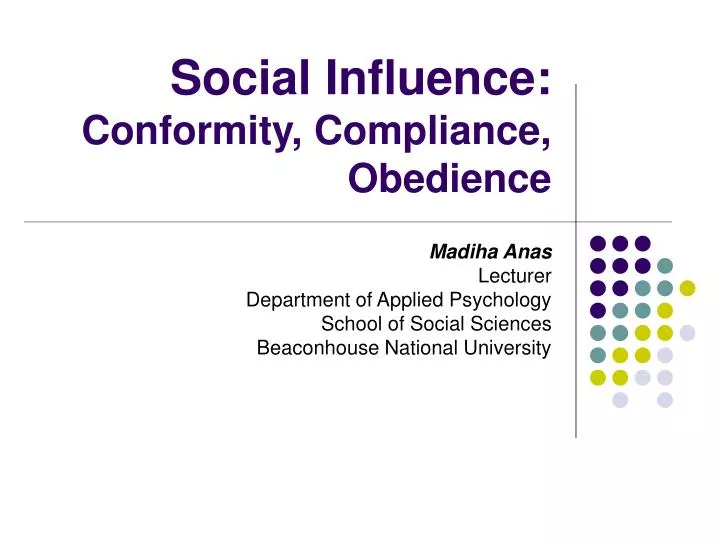 social influence conformity compliance obedience