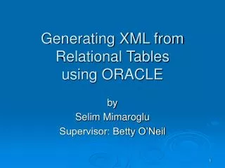 Generating XML from Relational Tables using ORACLE