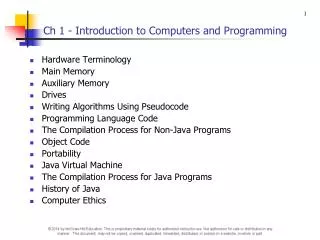 Ch 1 - Introduction to Computers and Programming