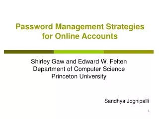 Password Management Strategies for Online Accounts