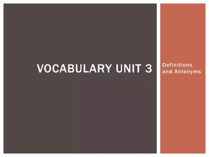 vocabulary unit 3