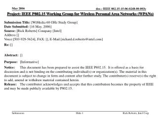 Project: IEEE P802.15 Working Group for Wireless Personal Area Networks (WPANs)