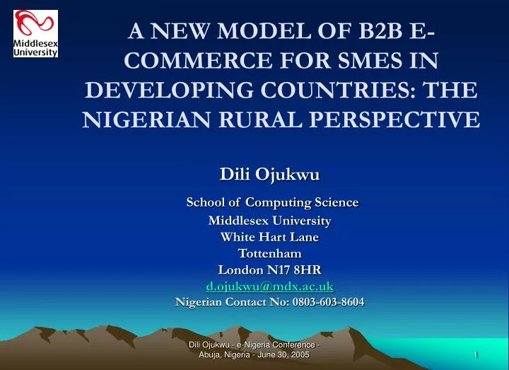 a new model of b2b e commerce for smes in developing countries the nigerian rural perspective