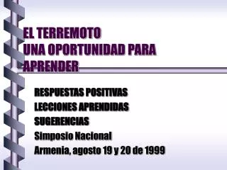 el terremoto una oportunidad para aprender