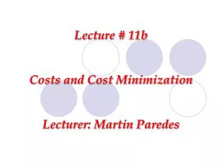 Lecture # 11b Costs and Cost Minimization Lecturer: Martin Paredes