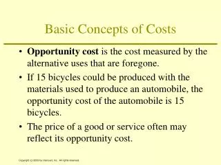 Basic Concepts of Costs