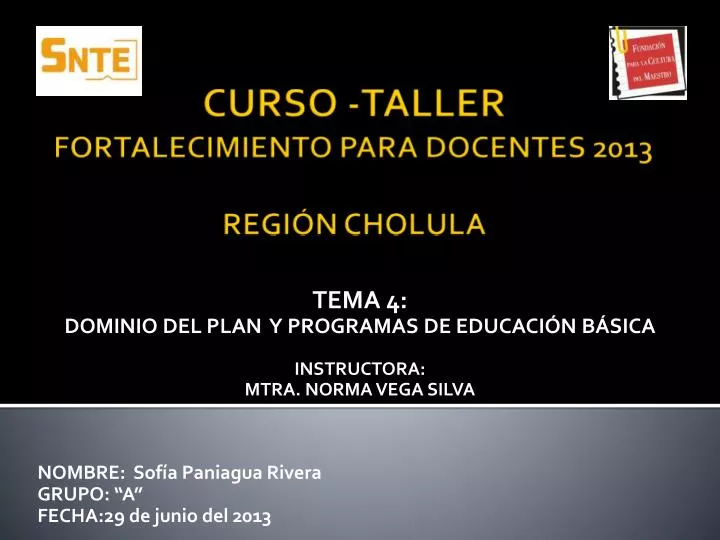 tema 4 dominio del plan y programas de educaci n b sica instructora mtra norma vega silva