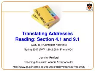 Translating Addresses Reading: Section 4.1 and 9.1