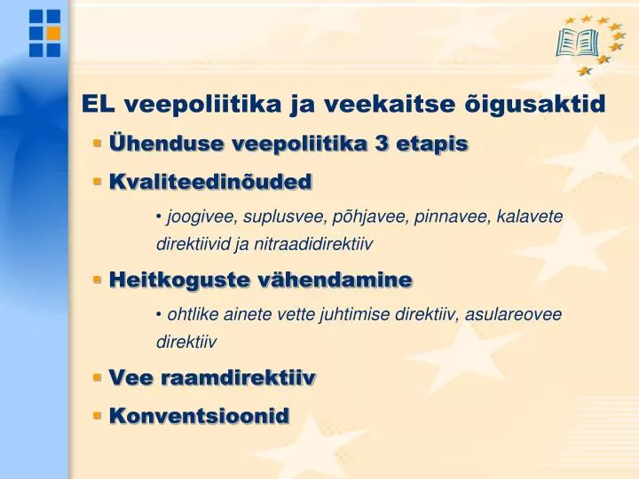 el veepoliitika ja veekaitse igusaktid