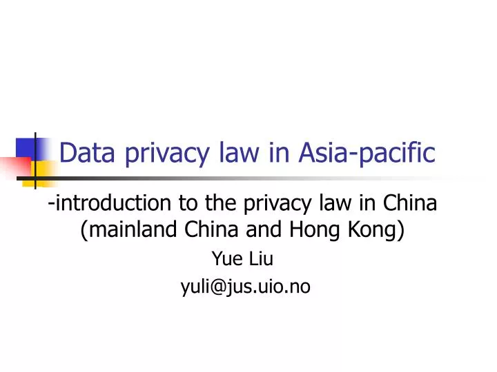 data privacy law in asia pacific