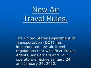 New Air Travel Rules.