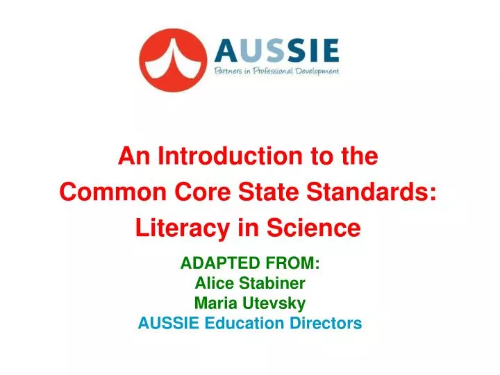 an introduction to the common core state standards literacy in science