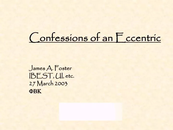 confessions of an eccentric