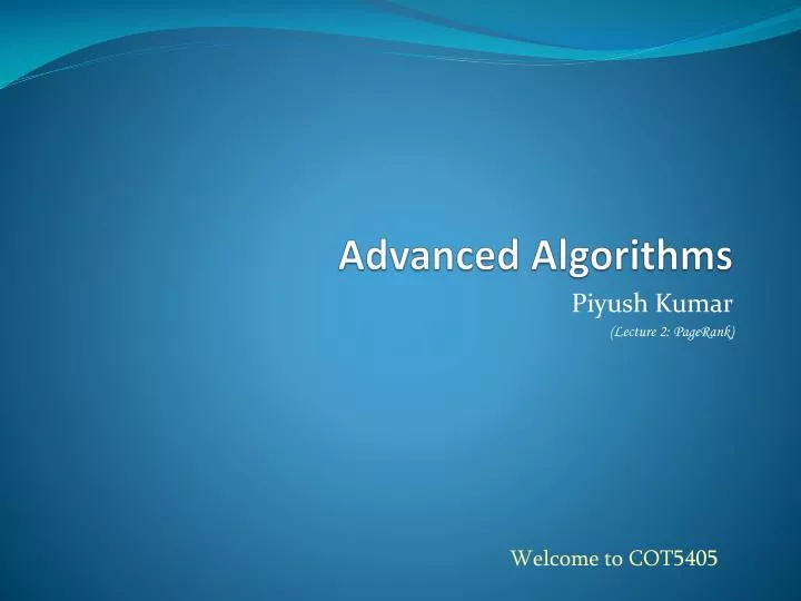 advanced algorithms