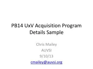 PB14 UxV Acquisition Program Details Sample