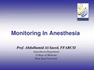 Monitoring In Anesthesia