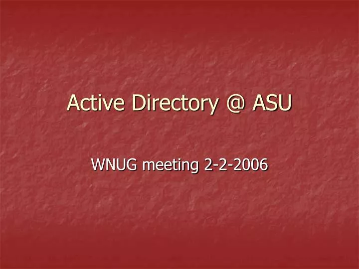 active directory @ asu