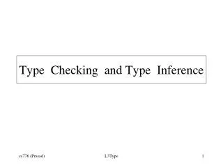 Type Checking and Type Inference