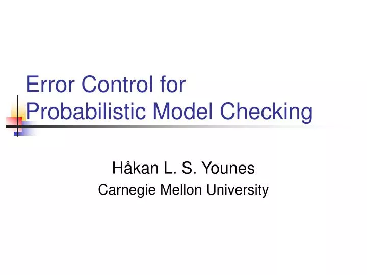 error control for probabilistic model checking