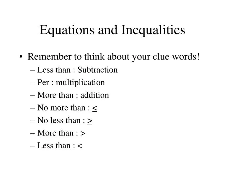 equations and inequalities