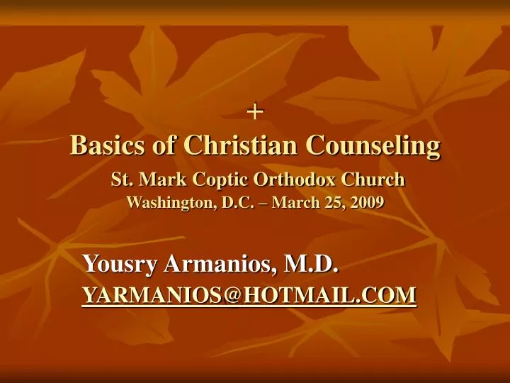 basics of christian counseling st mark coptic orthodox church washington d c march 25 2009