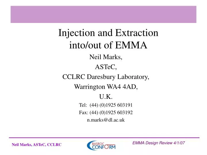 injection and extraction into out of emma