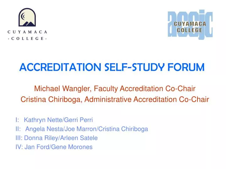accreditation self study forum