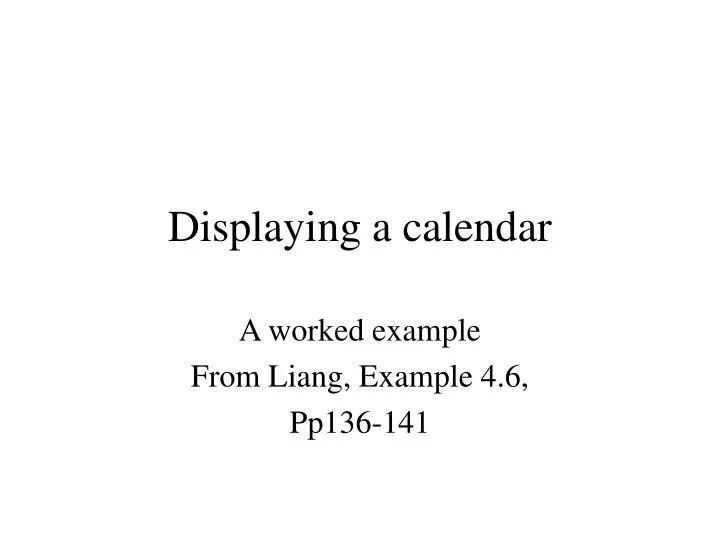 displaying a calendar
