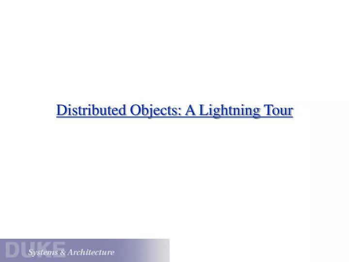 distributed objects a lightning tour